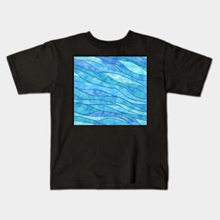 Blue Waves Ocean Abstract Kids T-Shirt